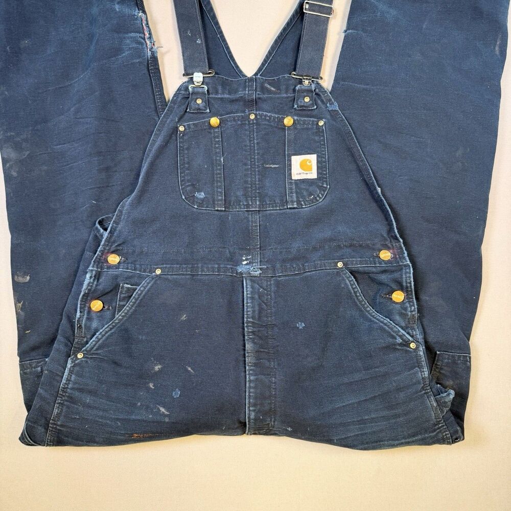 Carhartt Duck Canvas Bib Overalls Insulated Double Knee Size 38x36 R02 BLK Black